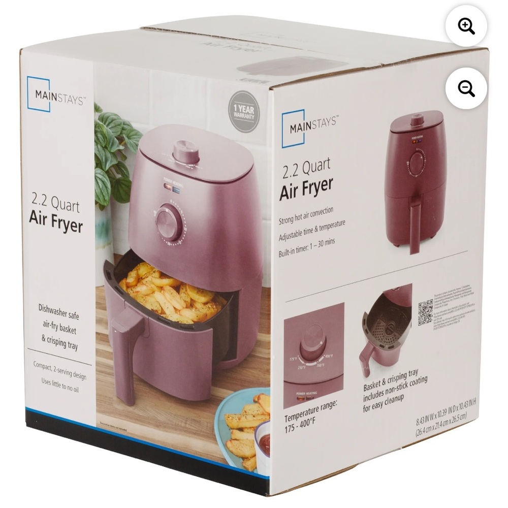 Mainstays Mauve Pink Compact Air Fryer
